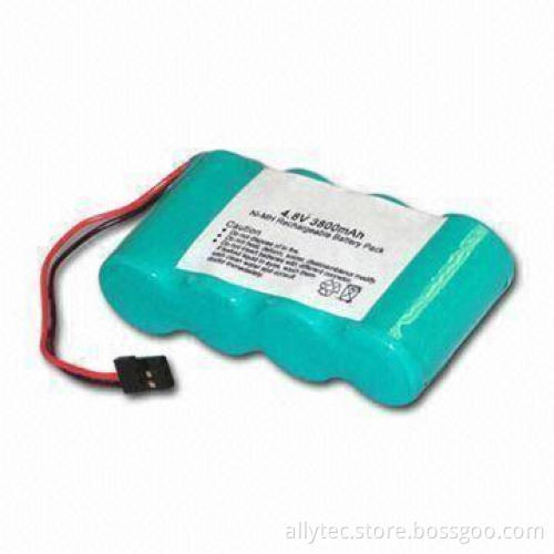 NiMH Flat Receiver Battery Pack with Over-discharge Protection of 4.8V/3,800mAh
